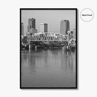 Little Rock Black and White Fine Art Photo Print, Arkansas River Bridge, AR, USA