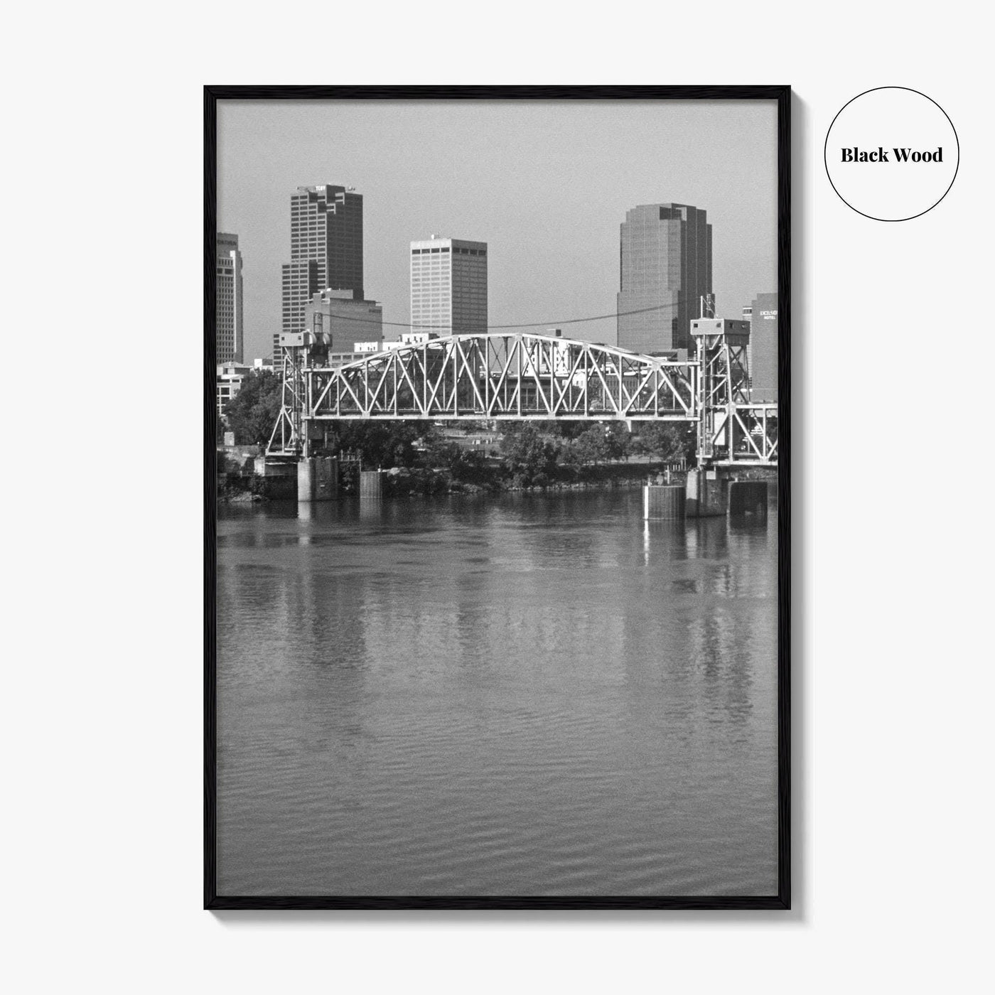 Little Rock Black and White Fine Art Photo Print, Arkansas River Bridge, AR, USA