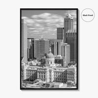 Indianapolis Skyline Black and White Fine Art Photo Print, Indiana State House Poster