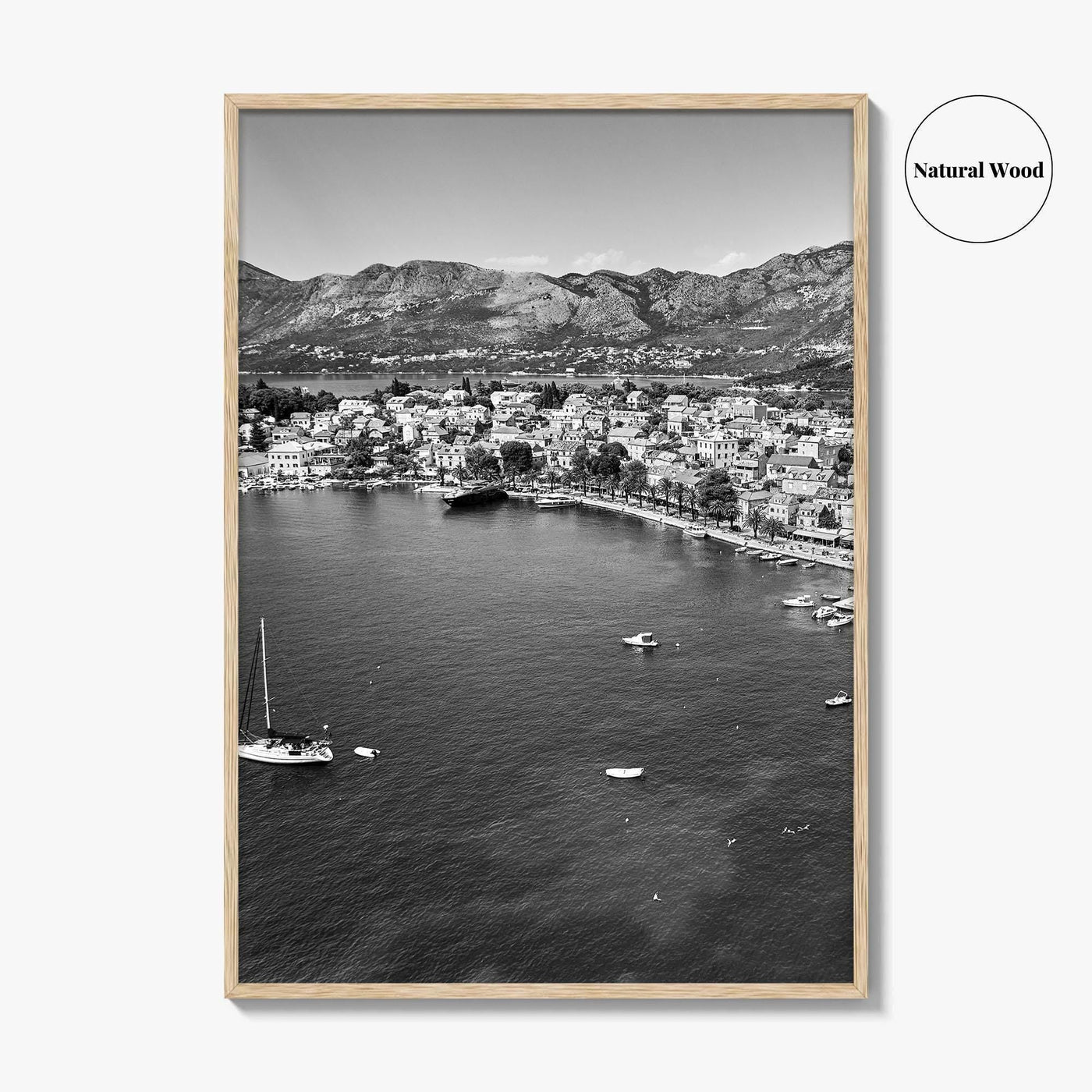 Cavtat Black and White Fine Art Photo Print, Old Town, Dubrovnik, Croatia Wall Poster