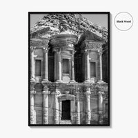 Petra Black and White Fine Art Photo Print, Monastery, Jordan Wall Poster