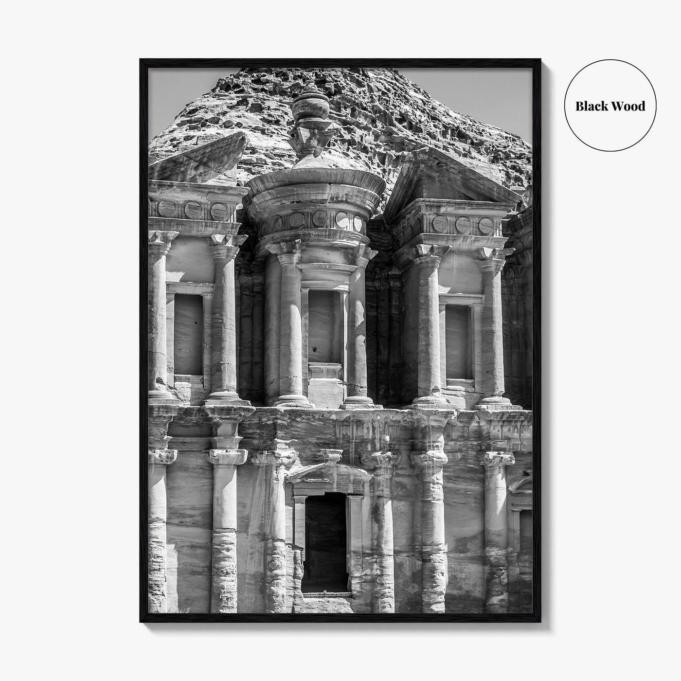 Petra Black and White Fine Art Photo Print, Monastery, Jordan Wall Poster