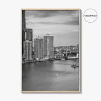 Brisbane Skyline Black and White Fine Art Photo Print, Wall Poster, Queensland Australia