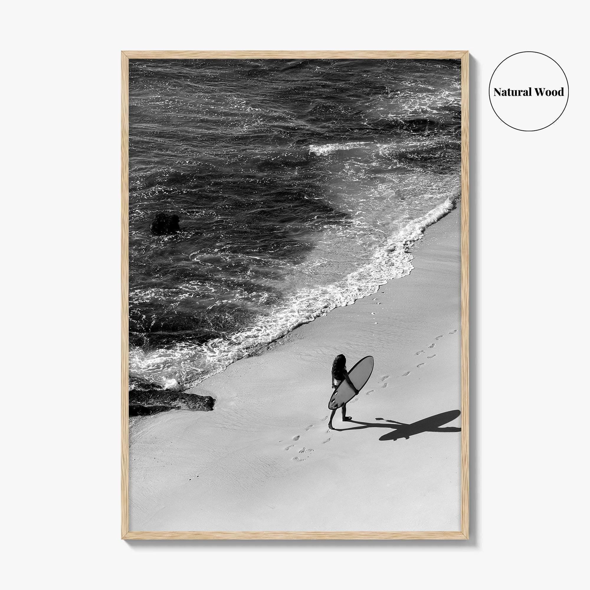 Bali Black and White Fine Art Photo Print, Indonesia Surf Beach Wall Decor Poster