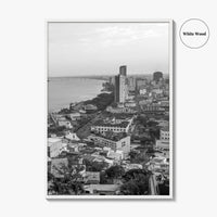 Guayaquil Skyline Black and White Fine Art Photo Print, Guayas River, Ecuador Wall Poster