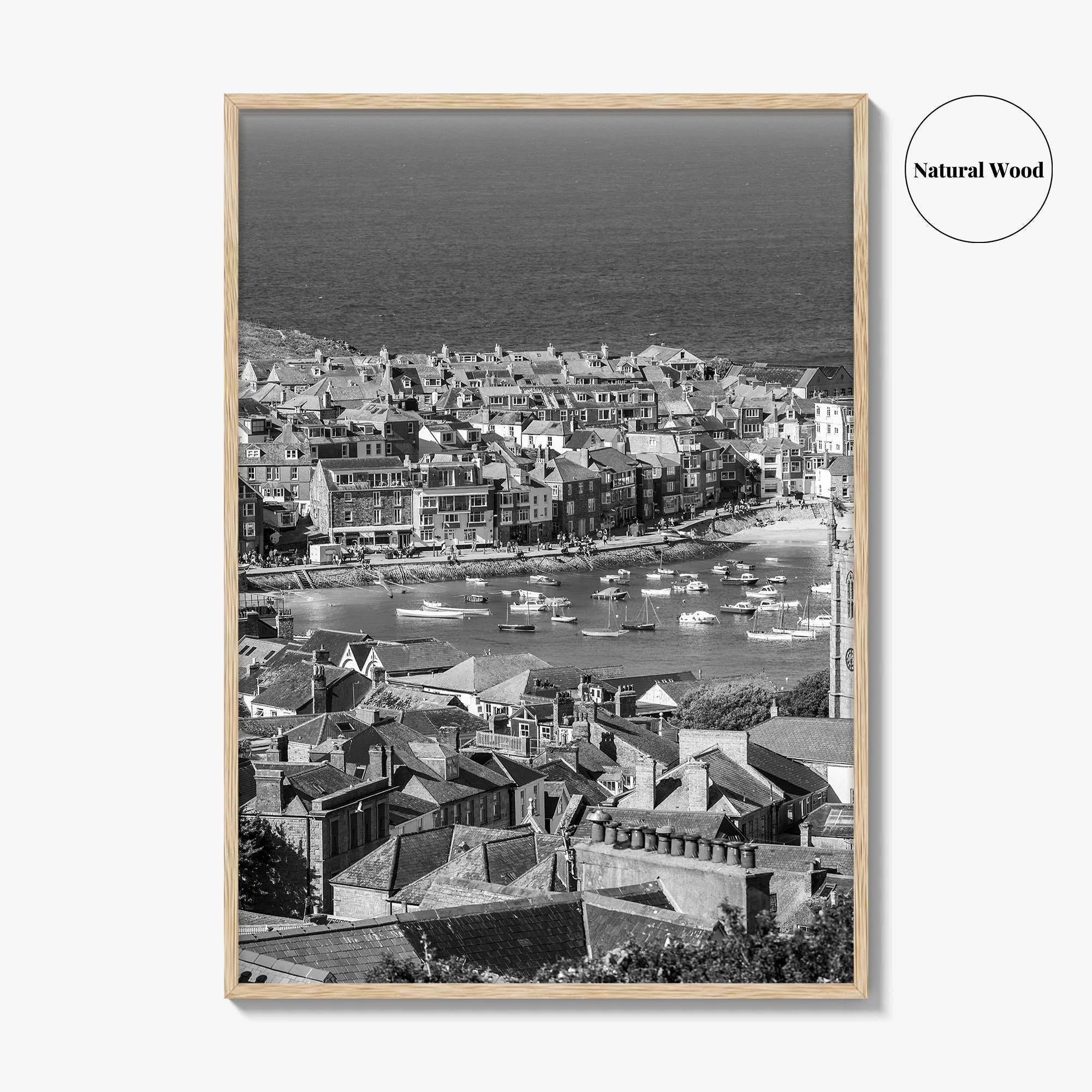 St Ives Black and White Fine Art Photo Print, Cornwall England Poster, Harbour