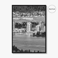 Kelowna Skyline Black and White Fine Art Photo Print, Okanagan Lake, British Columbia Poster
