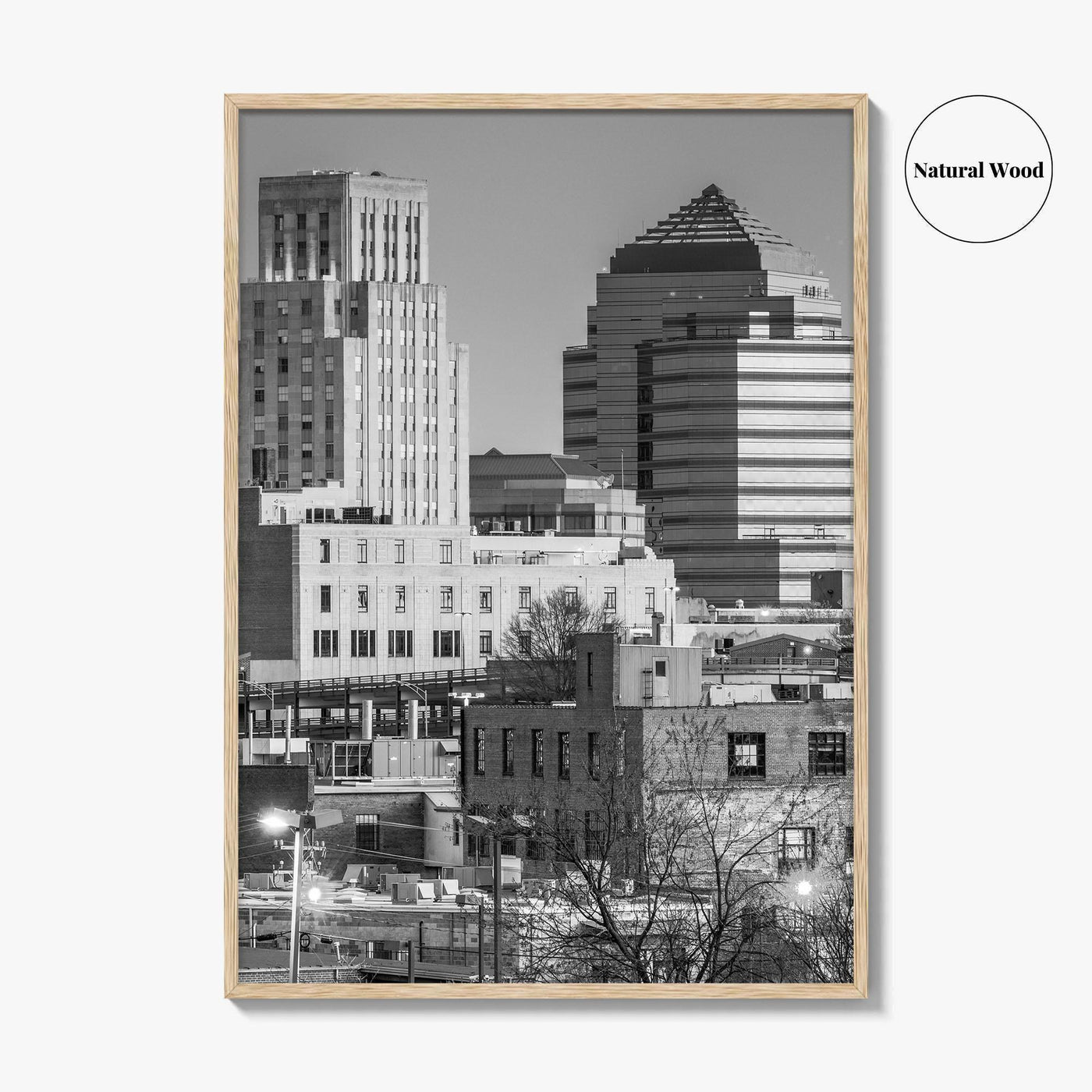 Durham North Carolina Skyline Black and White Fine Art Photo Print, Downtown Poster, USA