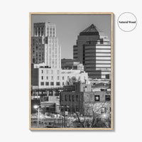 Durham North Carolina Skyline Black and White Fine Art Photo Print, Downtown Poster, USA