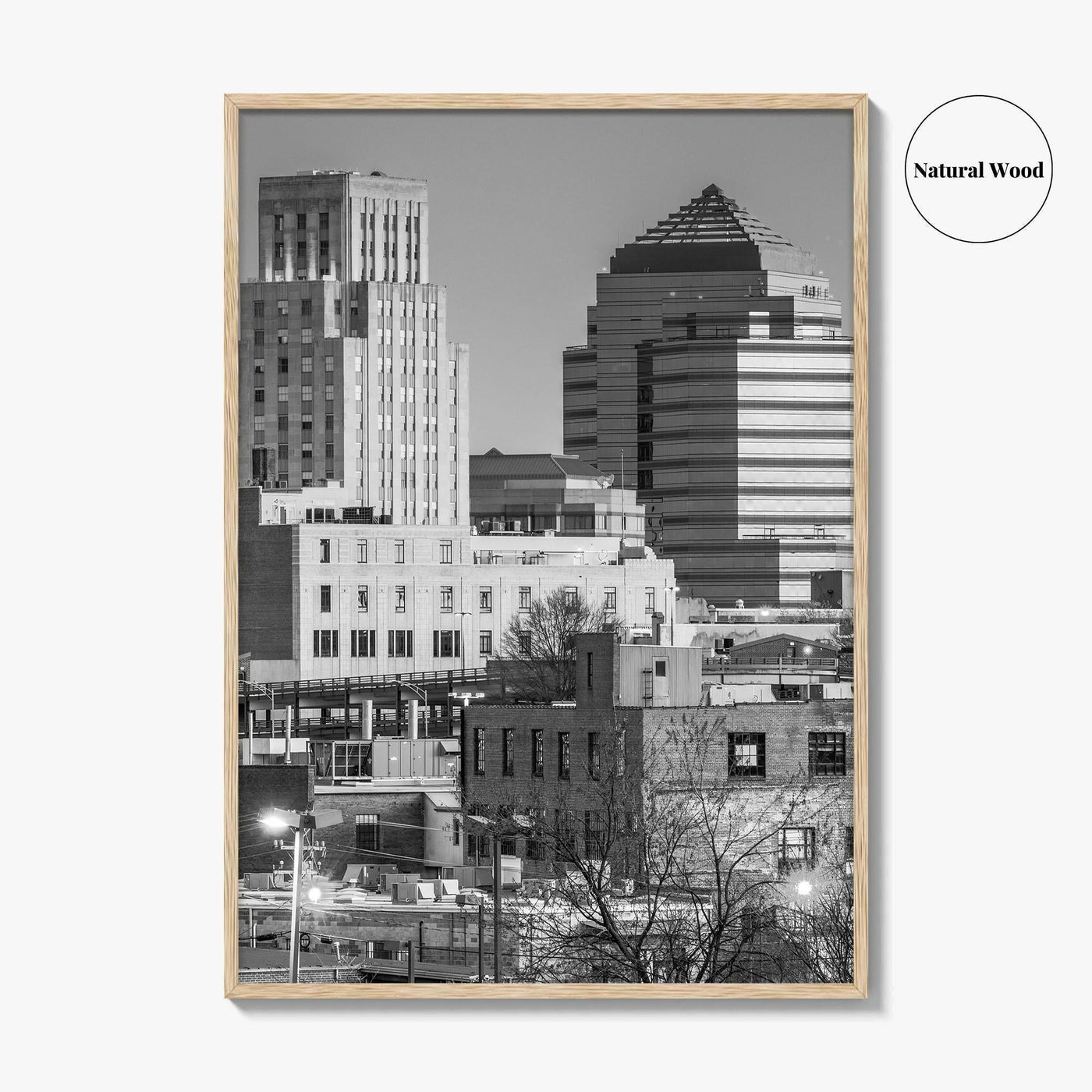 Durham North Carolina Skyline Black and White Fine Art Photo Print, Downtown Poster, USA