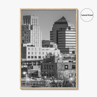Durham North Carolina Skyline Black and White Fine Art Photo Print, Downtown Poster, USA