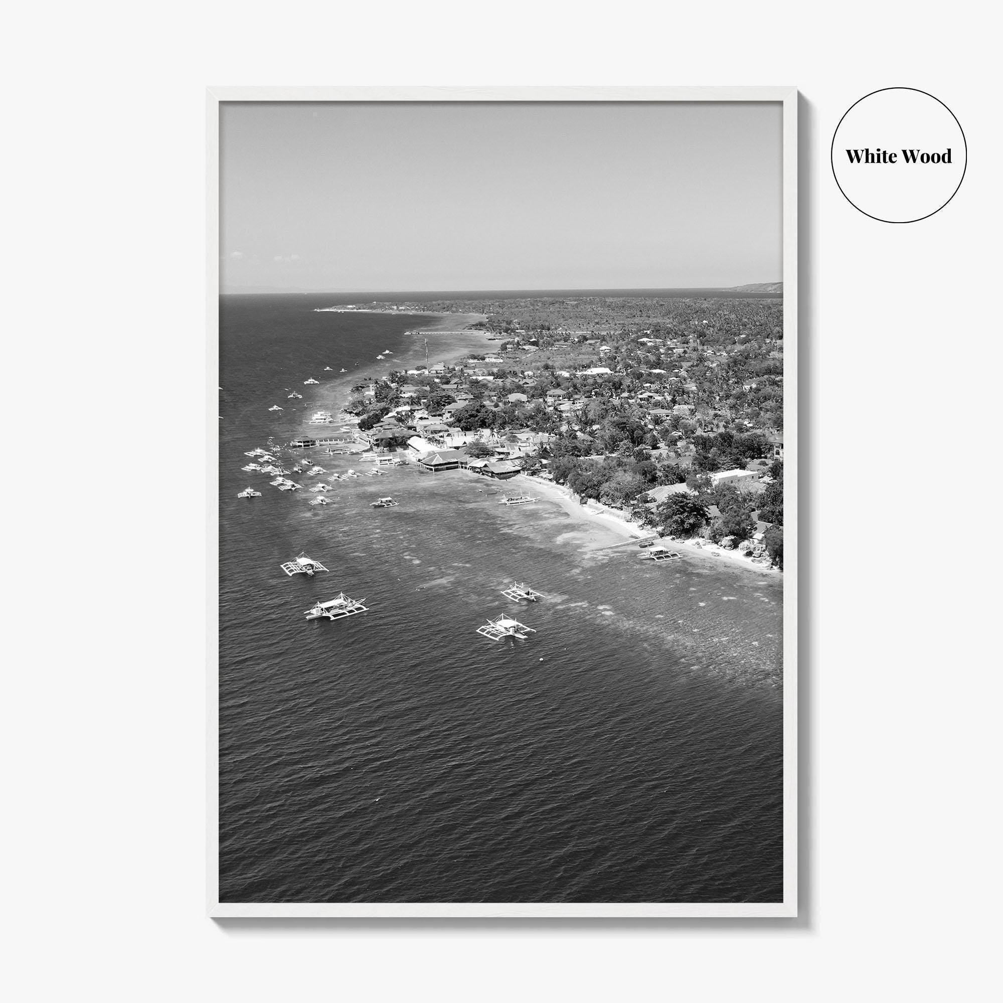 Cebu Island Black and White Fine Art Photo Print, Moalboal Boats Reef Philippines Poster