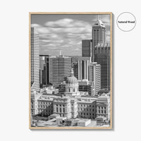 Indianapolis Skyline Black and White Fine Art Photo Print, Indiana State House Poster