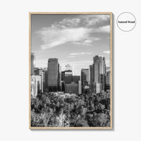 Calgary Skyline Black and White Fine Art Photo Print, City Bow River Alberta Poster