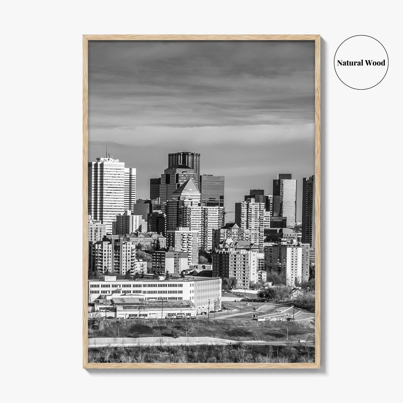 Edmonton Skyline Black and White Fine Art Photo Print, Alberta Canada Wall Decor Poster