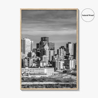 Edmonton Skyline Black and White Fine Art Photo Print, Alberta Canada Wall Decor Poster
