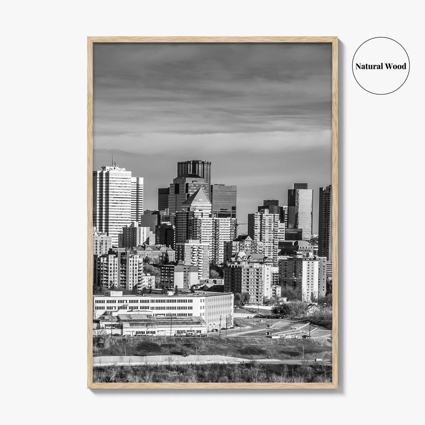 Edmonton Skyline Black and White Fine Art Photo Print, Alberta Canada Wall Decor Poster