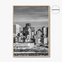 Edmonton Skyline Black and White Fine Art Photo Print, Alberta Canada Wall Decor Poster
