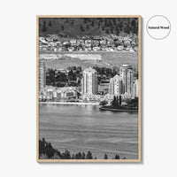 Kelowna Skyline Black and White Fine Art Photo Print, Okanagan Lake, British Columbia Poster