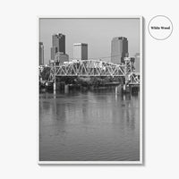 Little Rock Black and White Fine Art Photo Print, Arkansas River Bridge, AR, USA