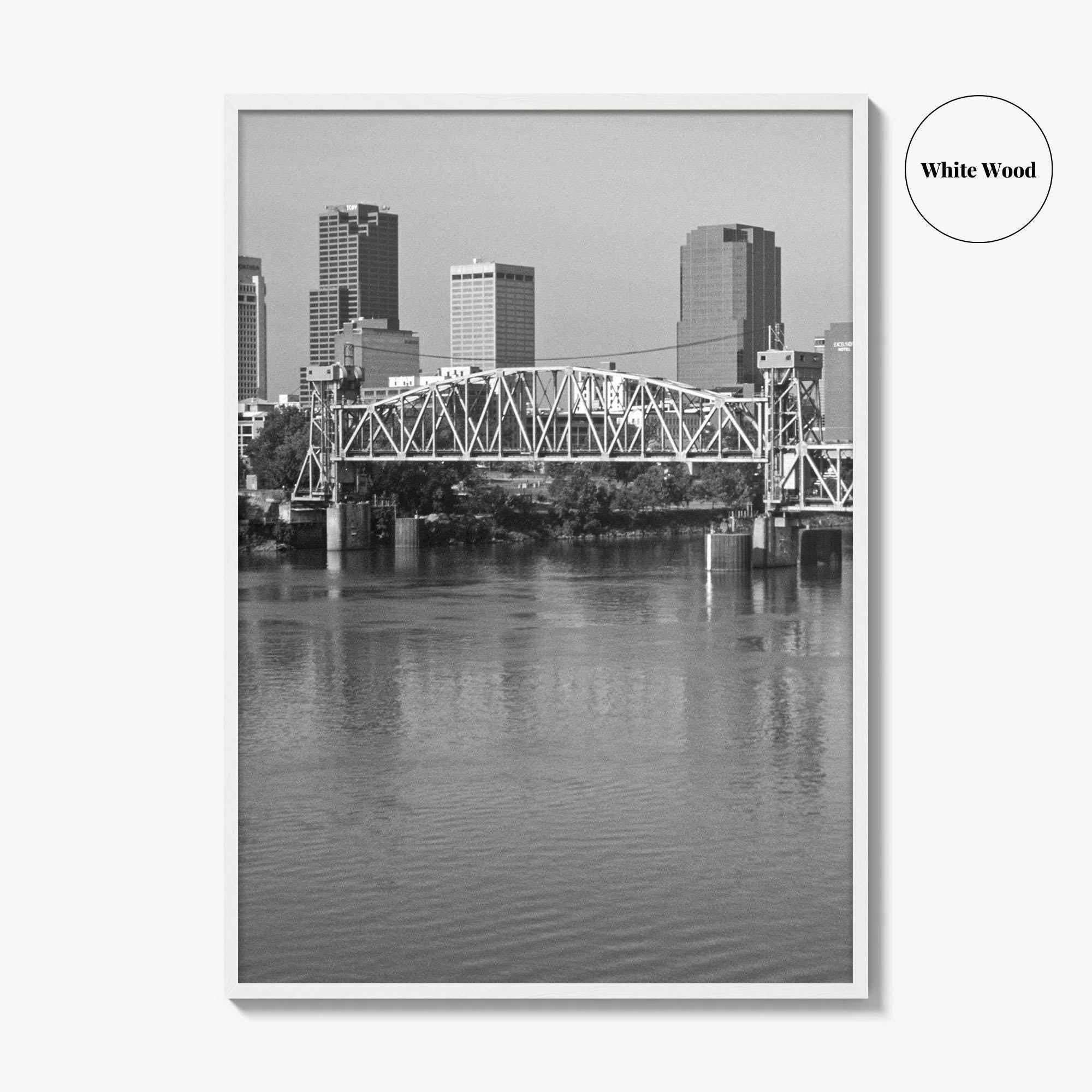 Little Rock Black and White Fine Art Photo Print, Arkansas River Bridge, AR, USA