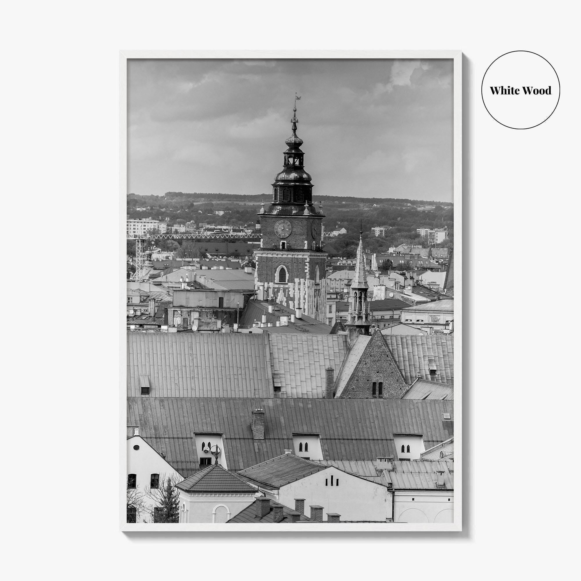 Krakow Black and White Fine Art Photo Print, Poland City View, Wall Decor, Poster