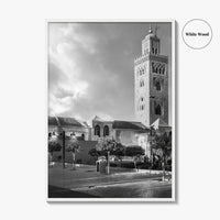 Marrakesh Black and White Fine Art Photo Print, Koutoubia Mosque Minaret, Marrakech Morocco Poster
