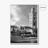 Marrakesh Black and White Fine Art Photo Print, Koutoubia Mosque Minaret, Marrakech Morocco Poster