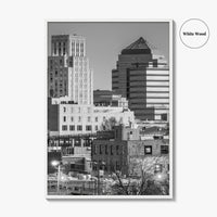 Durham North Carolina Skyline Black and White Fine Art Photo Print, Downtown Poster, USA
