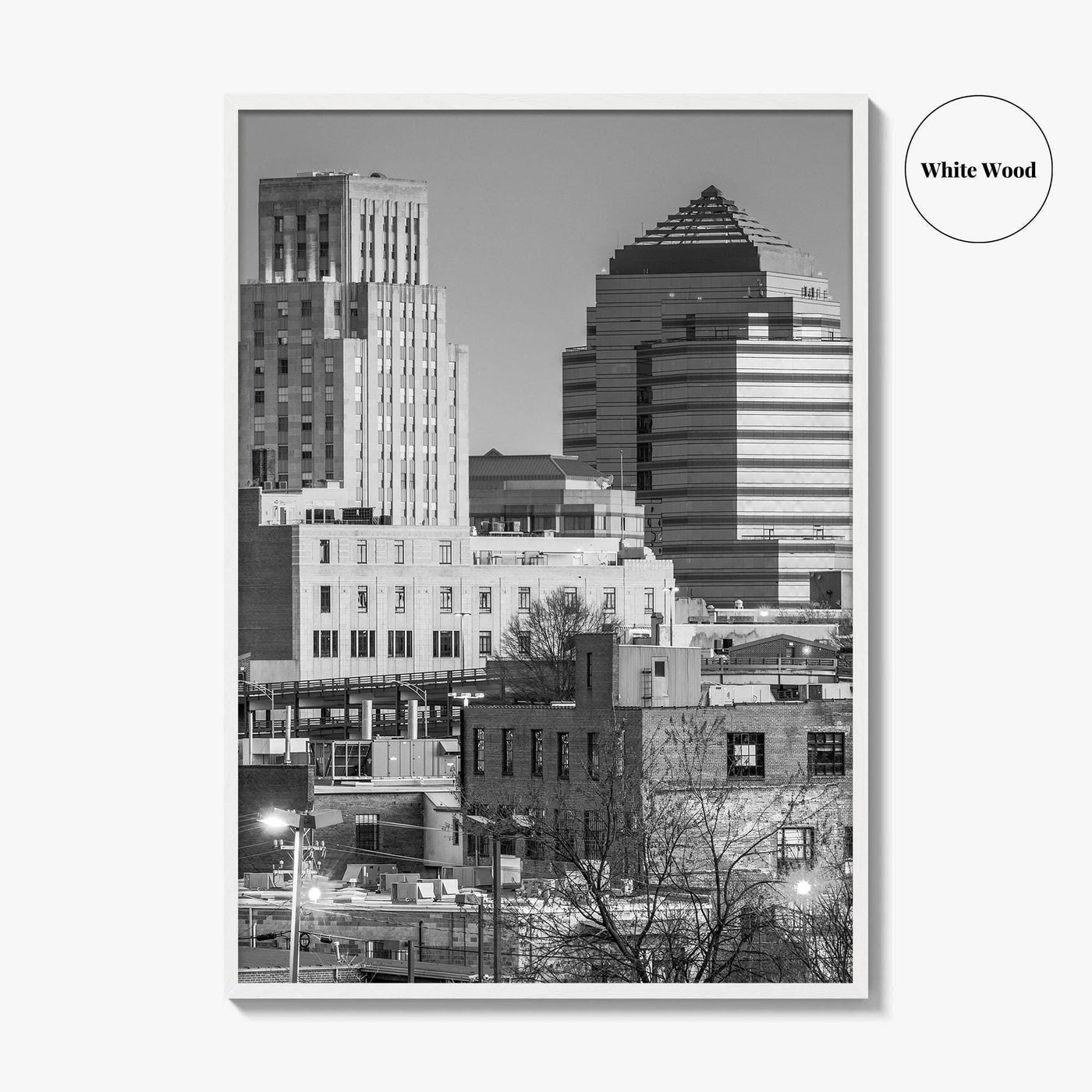 Durham North Carolina Skyline Black and White Fine Art Photo Print, Downtown Poster, USA