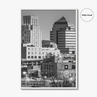 Durham North Carolina Skyline Black and White Fine Art Photo Print, Downtown Poster, USA