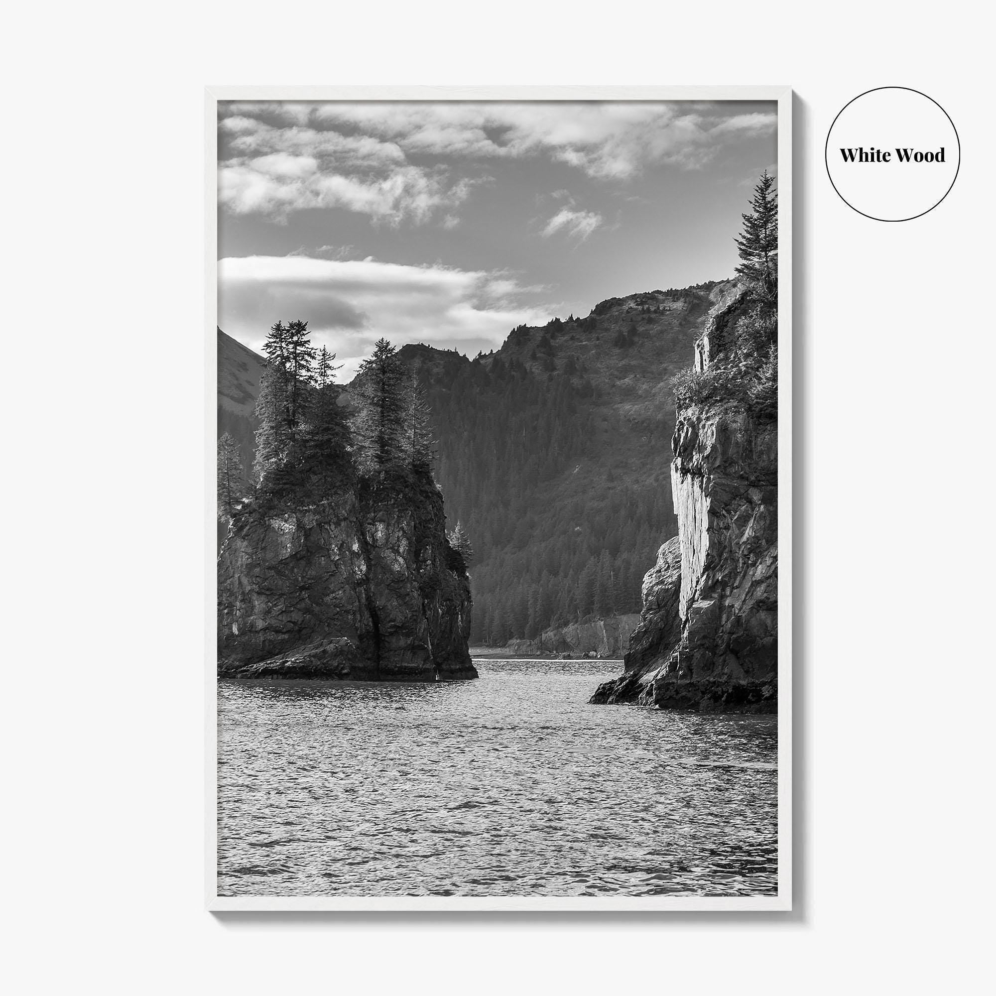 Kenai Fjords National Park Black and White Fine Art Photo Print, Seward Alaska Poster