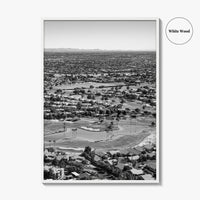 Mesa Black and White Fine Art Photo Print, Arizona USA, Aerial Golf Course, Phoenix