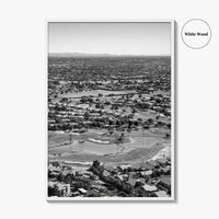 Mesa Black and White Fine Art Photo Print, Arizona USA, Aerial Golf Course, Phoenix