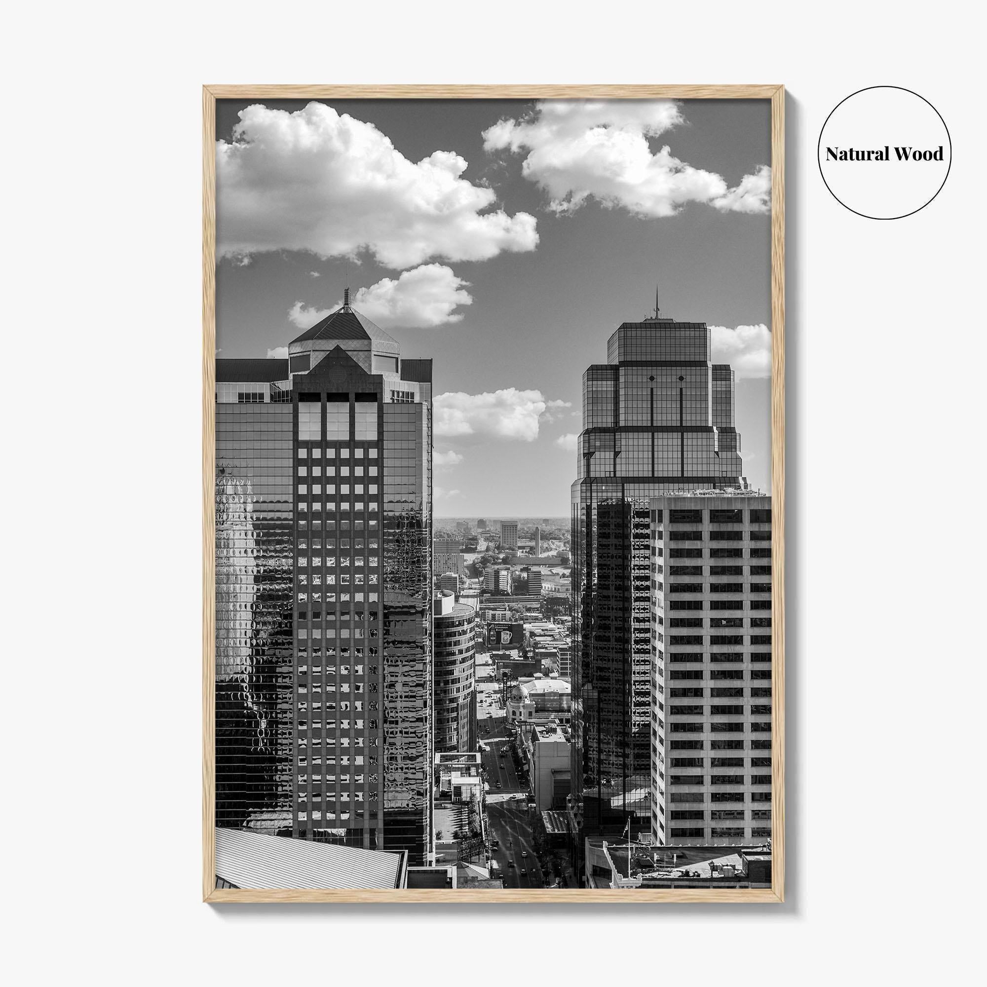 Kansas City Skyline Black and White Fine Art Photo Print, Downtown, Missouri, KC, USA