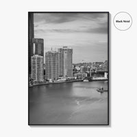 Brisbane Skyline Black and White Fine Art Photo Print, Wall Poster, Queensland Australia
