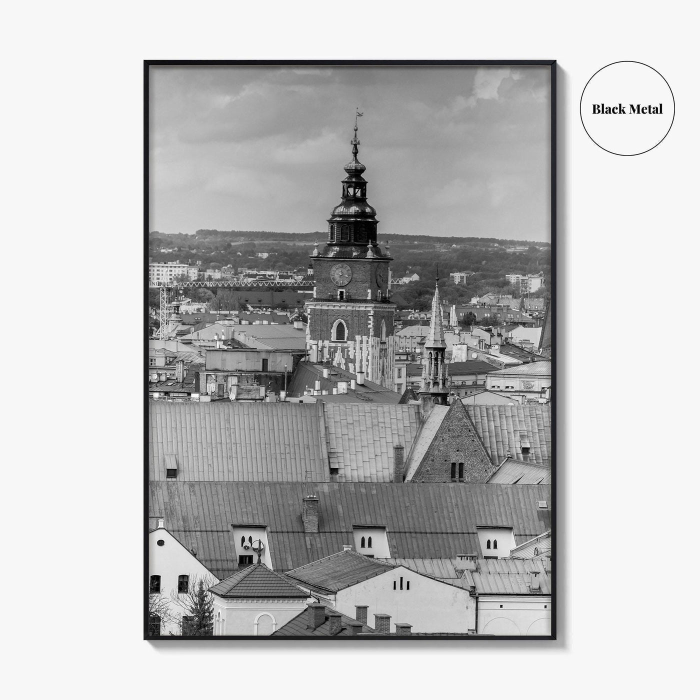 Krakow Black and White Fine Art Photo Print, Poland City View, Wall Decor, Poster