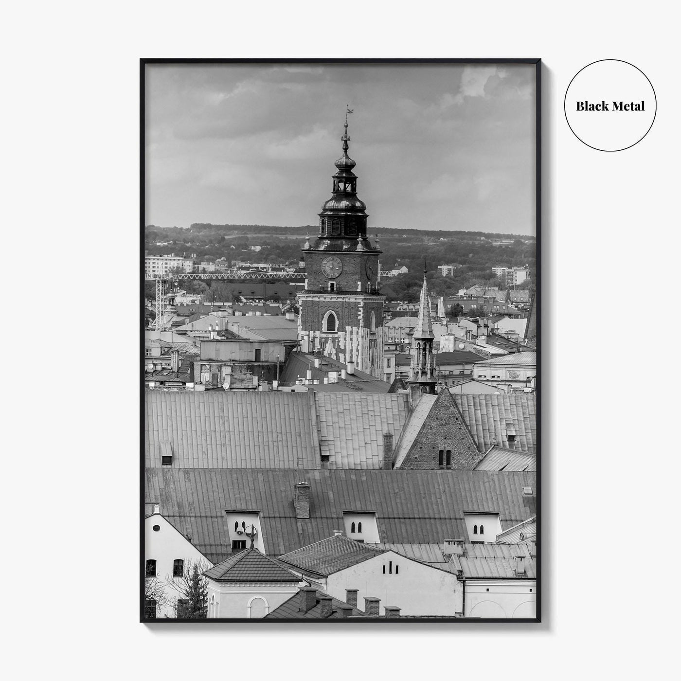 Krakow Black and White Fine Art Photo Print, Poland City View, Wall Decor, Poster