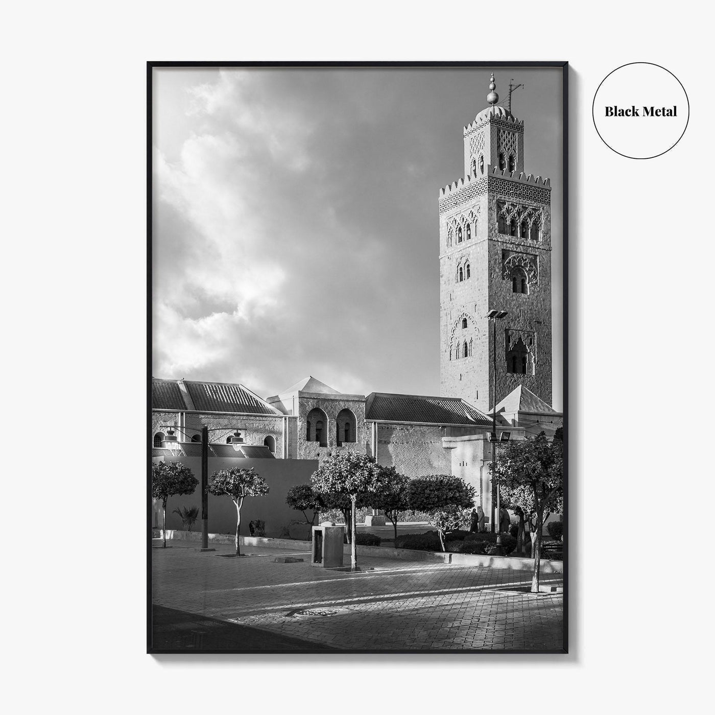 Marrakesh Black and White Fine Art Photo Print, Koutoubia Mosque Minaret, Marrakech Morocco Poster