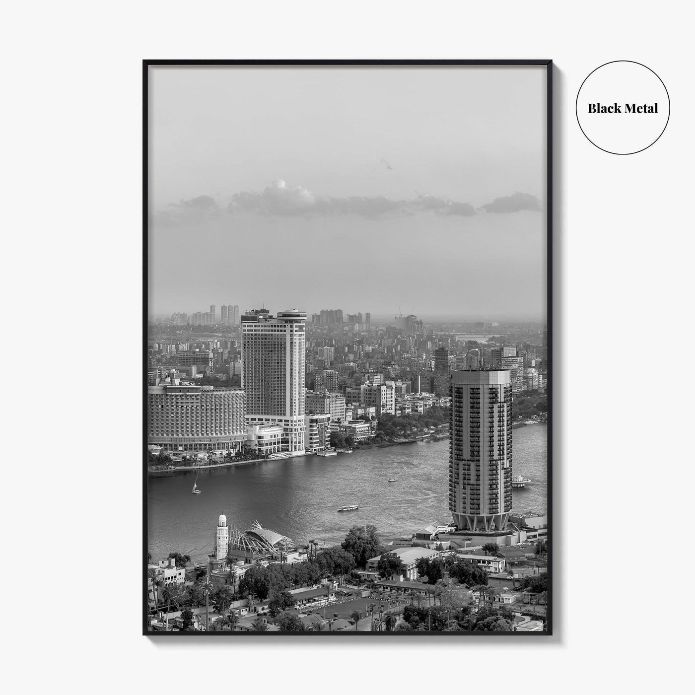 Cairo Black and White Fine Art Photo Print, Nile River, Egypt Wall Art