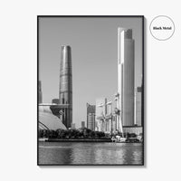 Guangzhou Skyline Black and White Fine Art Photo Print, Pearl River, Guangdong China Poster