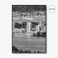 Kelowna Skyline Black and White Fine Art Photo Print, Okanagan Lake, British Columbia Poster