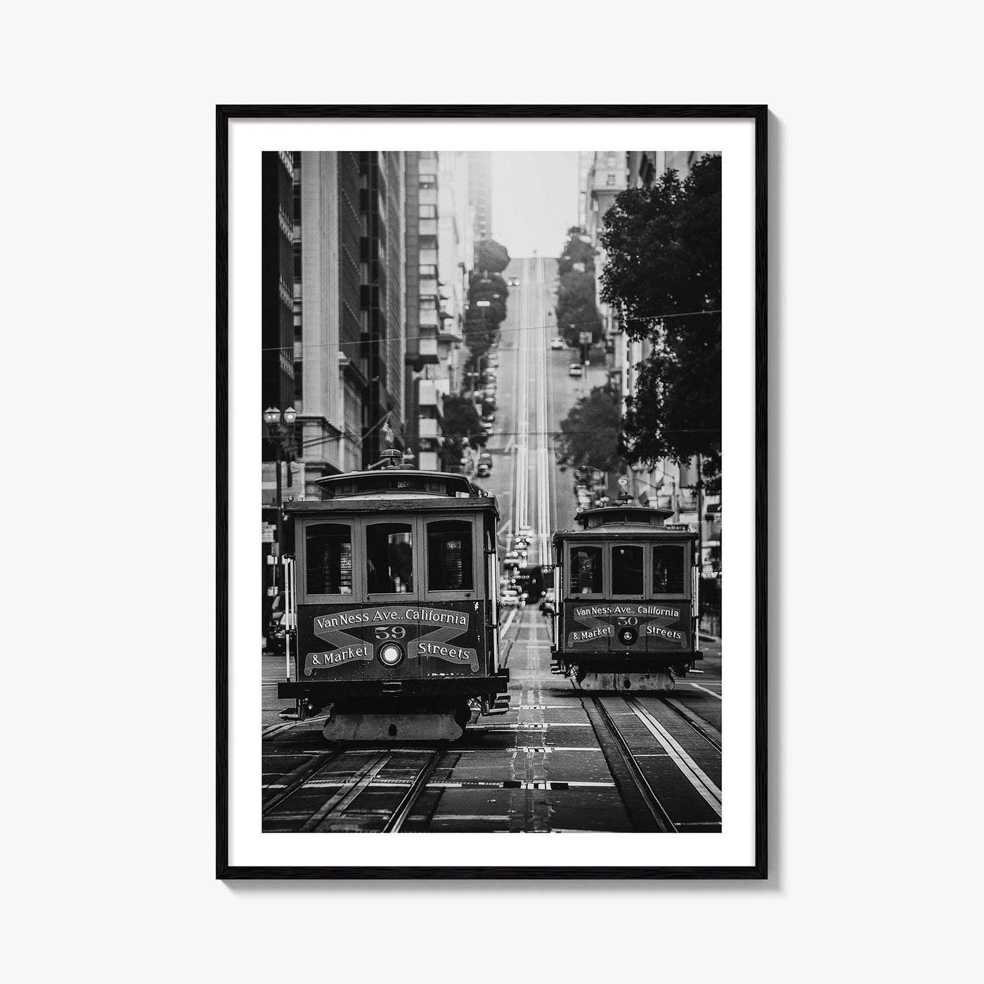 San Francisco Black and White Fine Art Photo Print, Cable Car California Street Poster