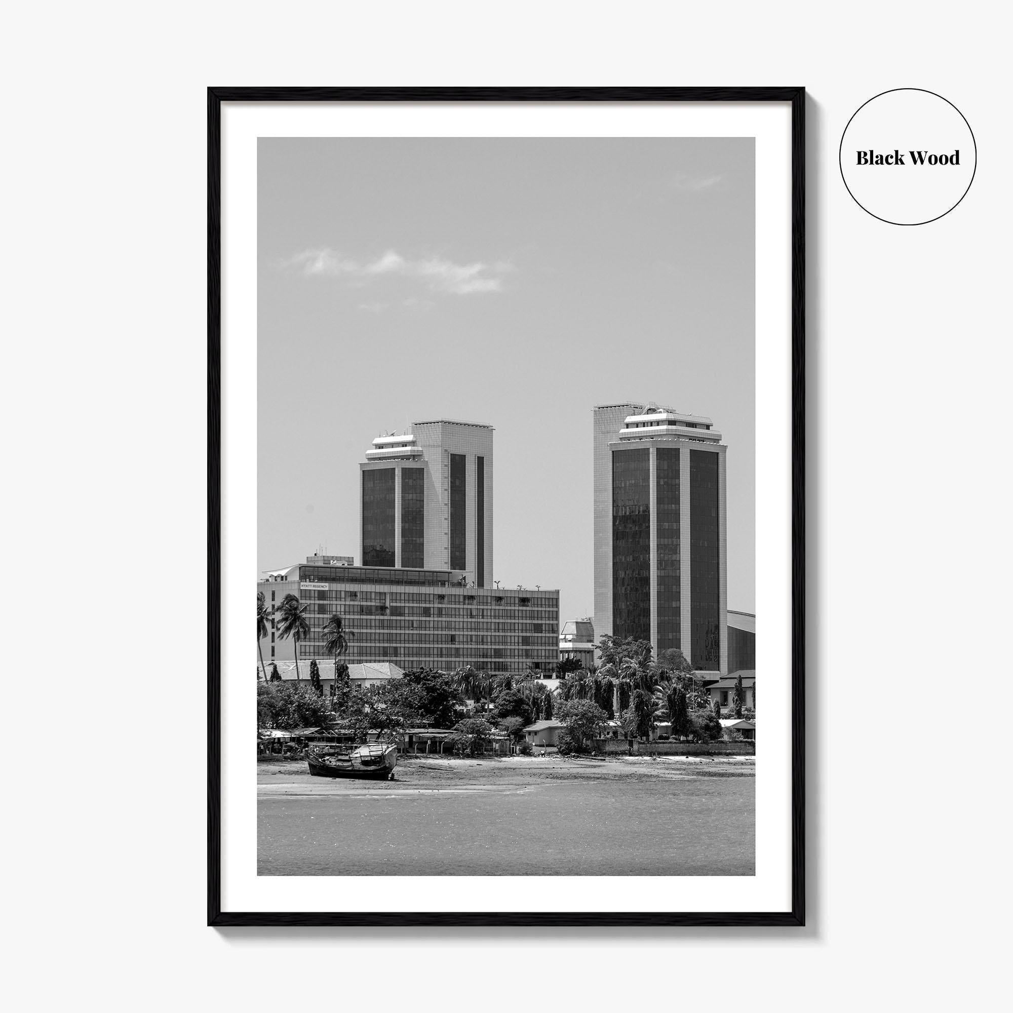 Dar es Salaam Skyline Black and White Fine Art Photo Print, Tanzania Poster