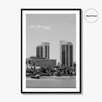 Dar es Salaam Skyline Black and White Fine Art Photo Print, Tanzania Poster