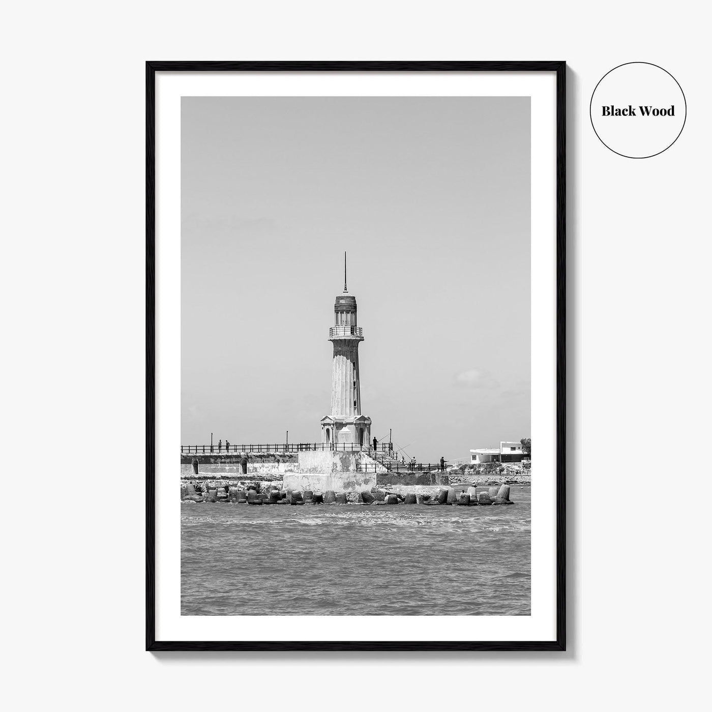 Alexandria Egypt Black and White Fine Art Photo Print, Lighthouse, Pharos, Wall Decor Poster