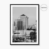 Montgomery Skyline Black and White Fine Art Photo Print, Downtown, Alabama USA Poster