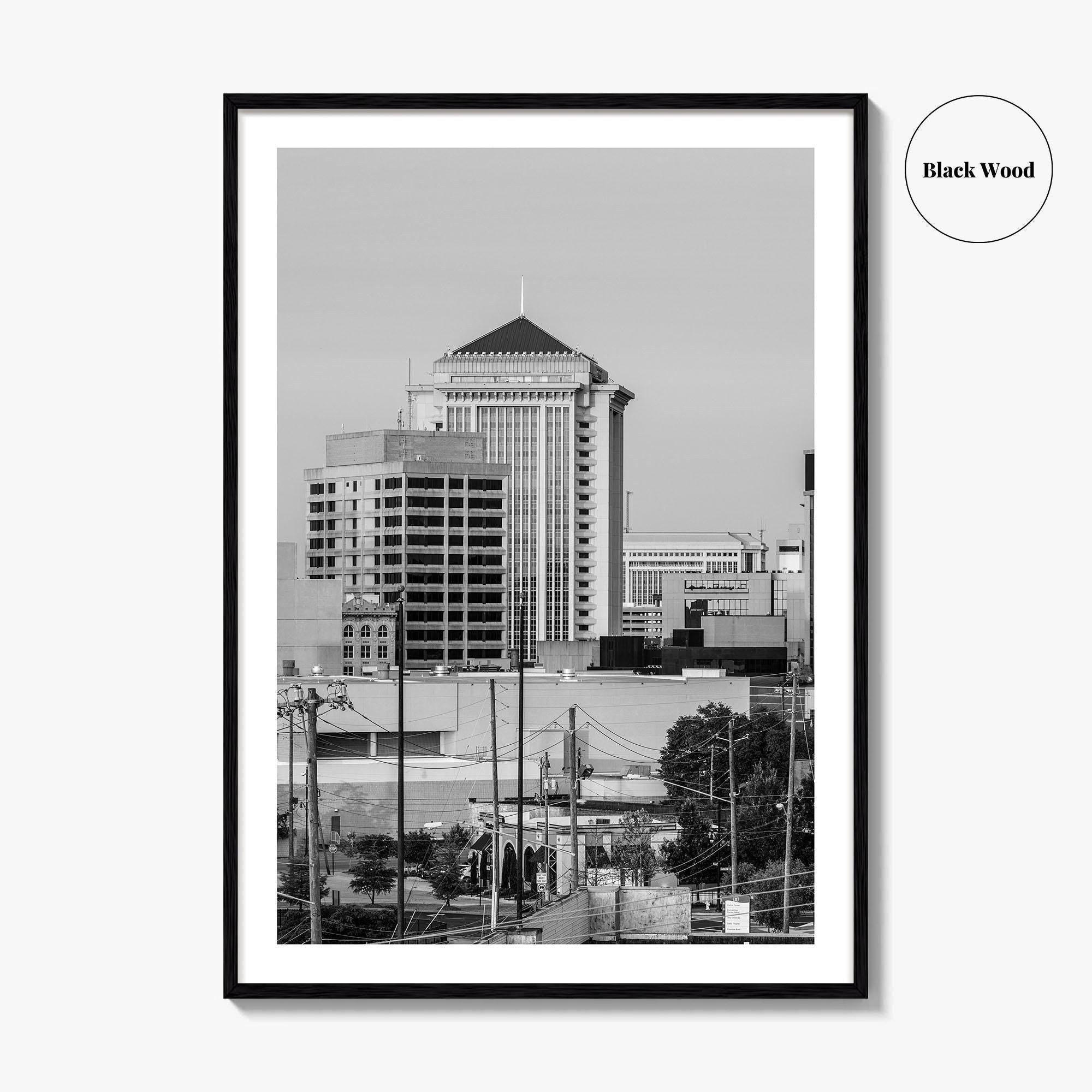 Montgomery Skyline Black and White Fine Art Photo Print, Downtown, Alabama USA Poster