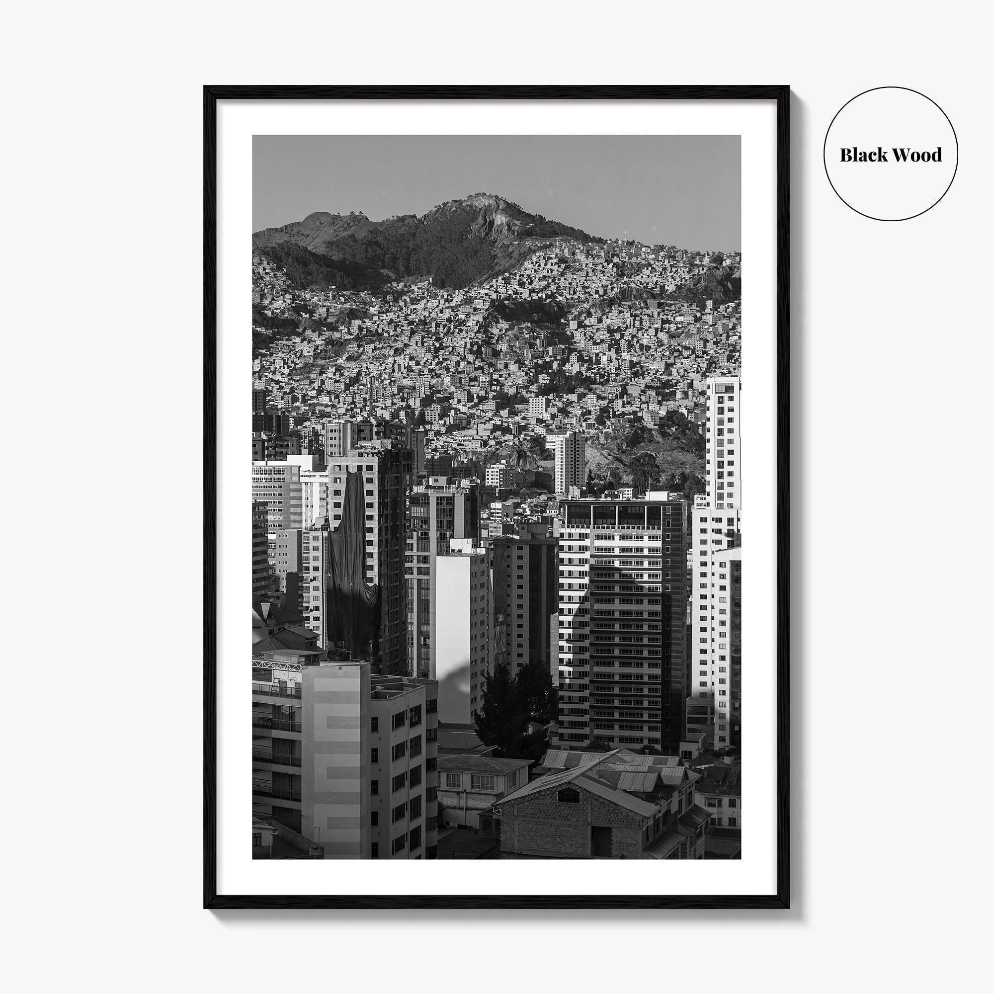 La Paz Black and White Fine Art Photo Print, Bolivia Andes Mountains Poster