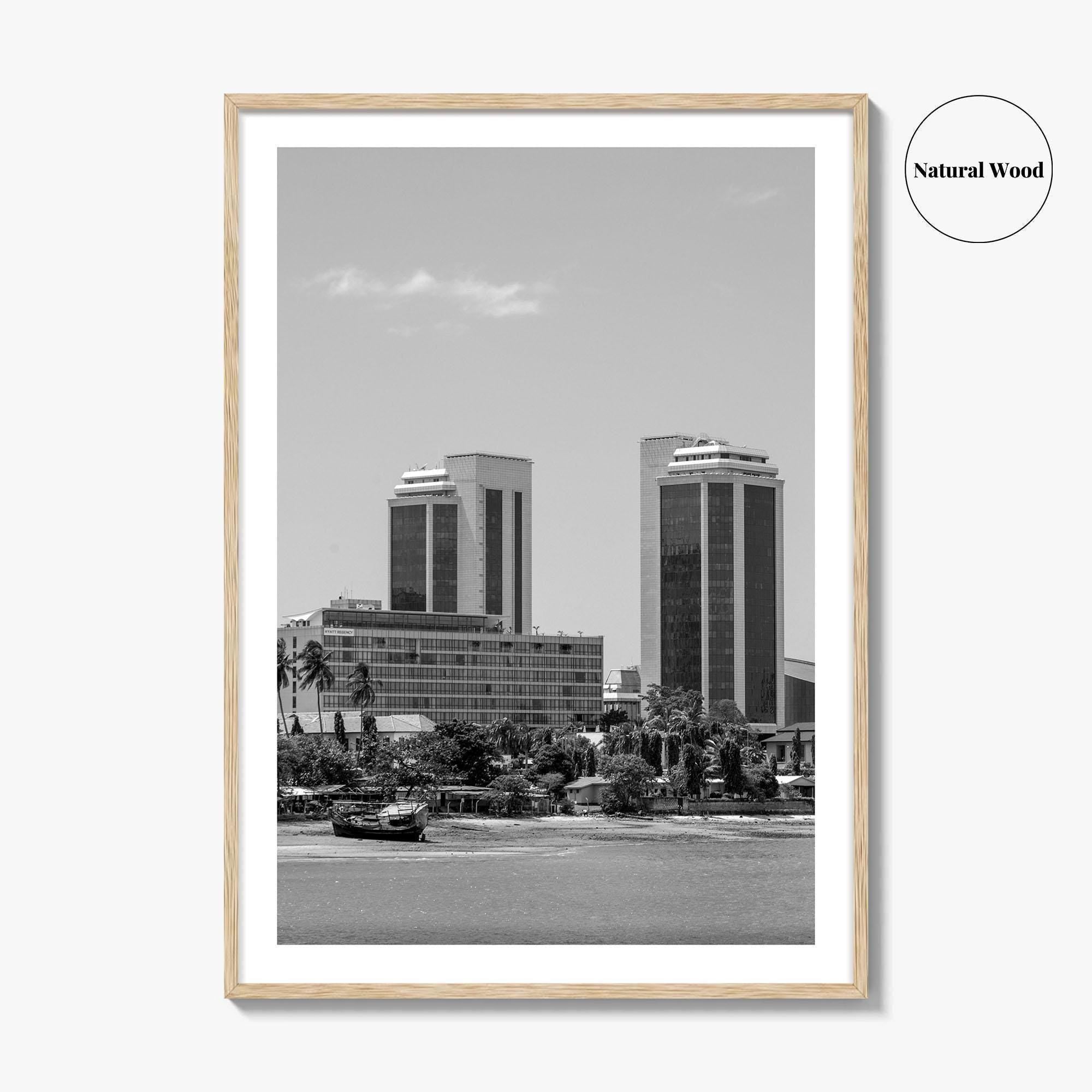 Dar es Salaam Skyline Black and White Fine Art Photo Print, Tanzania Poster